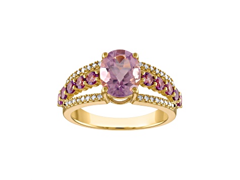 Purple Amethyst 14K Yellow Gold Over Sterling Silver Ring 2.76ctw