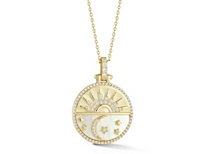 Sterling Statements 14K Yellow Gold Over Sterling Silver Mother of Pearl Celestial Necklace