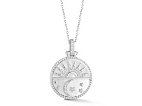 Sterling Statements Rhodium Over Sterling Silver Mother of Pearl Celestial Medallion Necklace