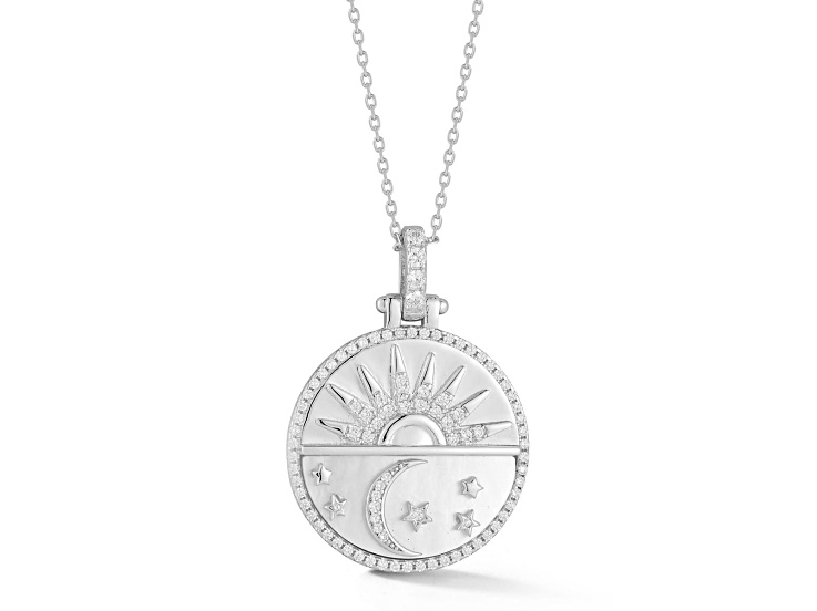 Sterling Statements Rhodium Over Sterling Silver Mother of Pearl Celestial Medallion Necklace