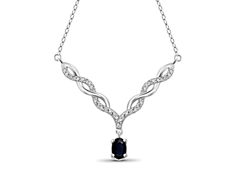 Black Sapphire Rhodium Over Sterling Silver Necklace 0.55ctw