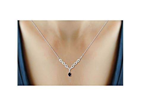 Black Sapphire Rhodium Over Sterling Silver Necklace 0.55ctw