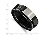 Black Nylon and Stainless Steel Brushed with Adjustable Velcro Close Medical Bracelet