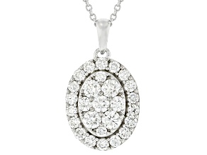 White Lab-Grown Diamond F-G VS-SI Rhodium Over Sterling Silver Pendant 1.50ctw