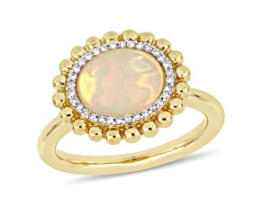 Ethiopian Opal Yellow and Diamond 14K Yellow Gold Ring 2.09ctw