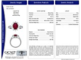 Oval Red Ruby and White Diamond Platinum Ring. 2.81 CTW