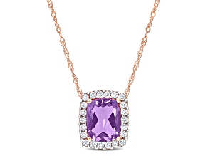Amethyst & Diamond 14K Rose Gold Pendant With Chain 2.24ctw