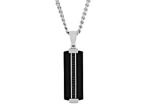 Black Ion-Plated Stainless Steel and 0.10ctw Black Diamond Skinny Dog Tag