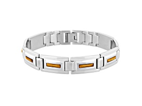 Tiger Eye Stainless Steel Link Bracelet