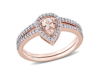 Picture of Morganite and Diamond 10K Rose Gold Ring 0.73ctw