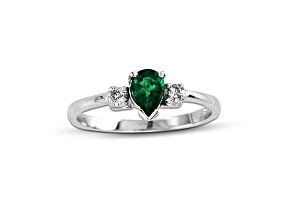 0.45ctw Emerald and Diamond Ring in 14k White Gold