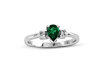 Picture of 0.45ctw Emerald and Diamond Ring in 14k White Gold