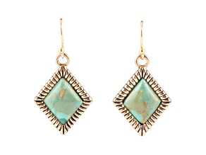 Barse Jewelry Blue Composite Turquoise Gold Tone Earrings