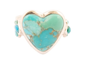 Barse Jewelry Blue Turquoise Heart Silver Statement Ring