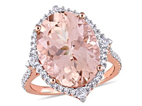 Morganite, White Sapphire and Diamond 14K Rose Gold Ring 10.33ctw
