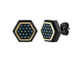 Black Ion-Plated Stainless Steel and Blue Diamond Earrings 0.20ctw