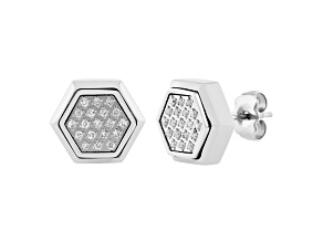 Stainless Steel and White Diamond Earrings 0.20ctw