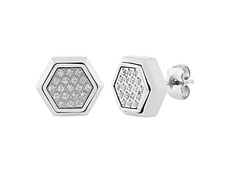 Stainless Steel and White Diamond Earrings 0.20ctw