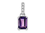 Rhodium Over 10k White Gold 1.1 ctw Amethyst and Accent Diamond Pendant