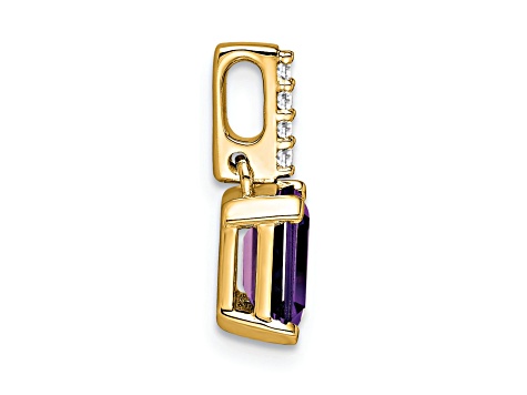 10k Yellow Gold 1 ctw Amethyst and Accent Diamond Pendant