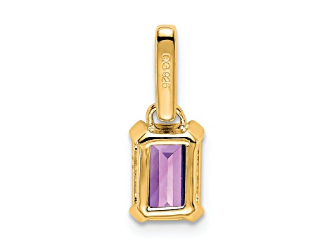 10k Yellow Gold 1 ctw Amethyst and Accent Diamond Pendant