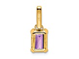 10k Yellow Gold 1 ctw Amethyst and Accent Diamond Pendant