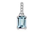Rhodium Over 10k White Gold 1 ctw Aquamarine and Accent Diamond Pendant