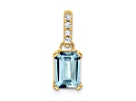 10k Yellow Gold 1 ctw Aquamarine and Accent Diamond Pendant