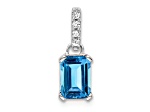 Rhodium Over 10k White Gold 1.3 ctw Blue Topaz and Accent Diamond Pendant
