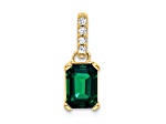10k Yellow Gold 1 ctw Lab Created Emerald and Accent Diamond Pendant