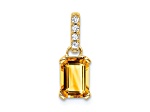 10k Yellow Gold 1 ctw Citrine and Accent Diamond Pendant