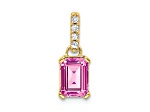 10k Yellow Gold 1 ctw Lab Created Pink Sapphire and Accent Diamond Pendant
