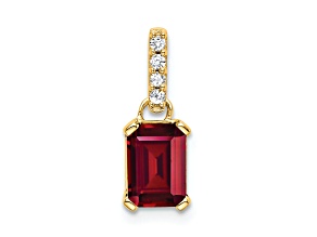 10k Yellow Gold 1 ctw Lab Created Ruby and Accent Diamond Pendant