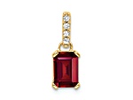 10k Yellow Gold 1 ctw Lab Created Ruby and Accent Diamond Pendant