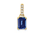 10k Yellow Gold 1 ctw Lab Created Sapphire and Accent Diamond Pendant