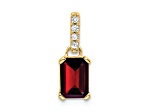10k Yellow Gold 1 ctw Garnet and Accent Diamond Pendant