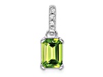 Rhodium Over 10k White Gold 1 ctw Peridot and Accent Diamond Pendant