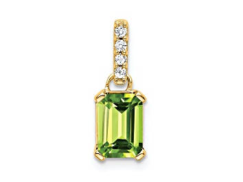 Picture of 10k Yellow Gold 1 ctw Peridot and Accent Diamond Pendant