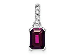 Rhodium Over 10k White Gold 1 ctw Rhodolite Garnet and Accent Diamond Pendant