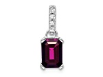 Rhodium Over 10k White Gold 1 ctw Rhodolite Garnet and Accent Diamond Pendant