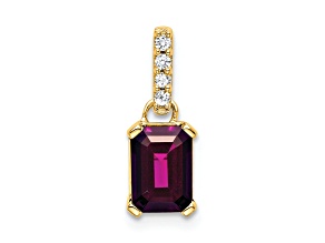10k Yellow Gold 1 ctw Rhodolite Garnet and Accent Diamond Pendant