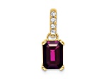 10k Yellow Gold 1 ctw Rhodolite Garnet and Accent Diamond Pendant