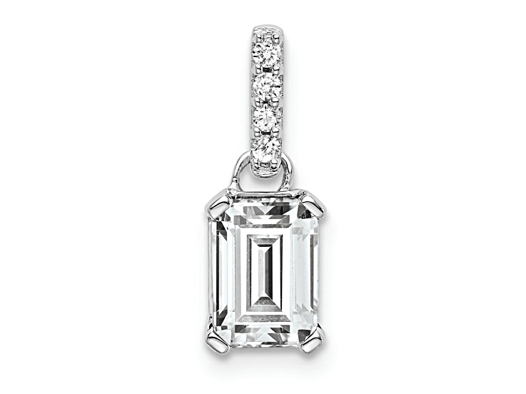 Rhodium Over 10k White Gold 1 ctw White Topaz and Accent Diamond ...