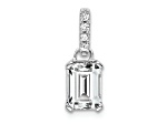 Rhodium Over 10k White Gold 1 ctw White Topaz and Accent Diamond Pendant