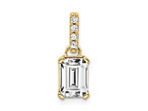 10k Yellow Gold 1 cttw White Topaz and Accent Diamond Pendant