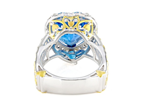 Swiss Blue Topaz & White Zircon Rhodium/24K Yellow Gold Over