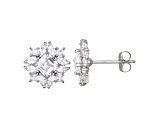 Square Lab Created White Sapphire 10K White Gold Stud Earrings 1.32ctw