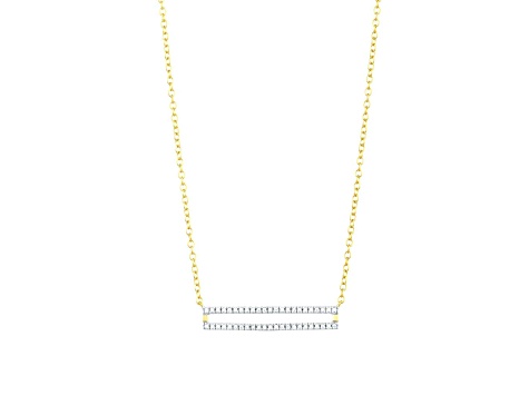 White Diamond 14K Yellow Gold Over Sterling Silver Set the Bar Pendant Necklace 0.10ctw