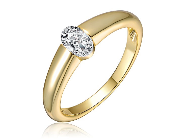14K Gold Plated over Sterling Silver with Clear Cubic Zirconia ...