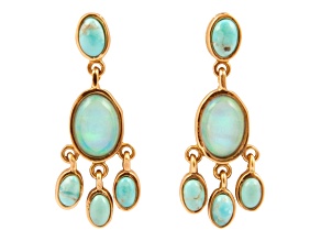 Barse Jewelry Aurora Blue Opal Post Chandelier Golden Earrings